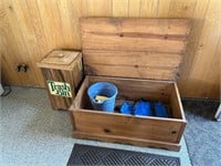 Wood toy box chest & trash bin