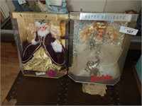 2 Vintage Barbie Happy Holidays Dolls, 1992 &