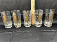 Set of mid century jester drinking glasses