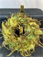 Green Feather Wreath With Hanger