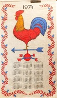 Two Vintage Signed cloth folk art calendars