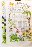 Two Vintage cloth folk art calendars