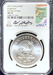 2021 S.Africa $1Krugerrand 1st Day Issue NGC MS-70