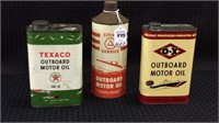 Lot of 3 Outboard Motor Oil Cans Including