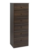 Prepac Astrid 6-Drawer Tall Chest, Rich Espresso