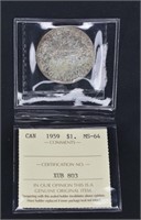 1959 CAD Voyageur $1 Coin - MS -64