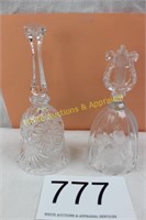 Pair of 24% Clear Lead Glass Crystal Bells