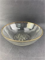 10.5 Inch Molded Glass Bowl W/Gold Rim