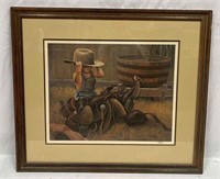 Framed & Signed Print "Little Cowboy" By Norberto