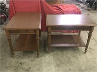 Matching end tables.  Approx. 30” x 20” x 23”