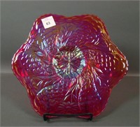 Westmoreland Red Peacock Tail & Daisy Plate