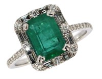 14k Gold 2.24 ct Natural Emerald & Diamond Ring