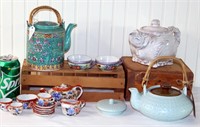 Asian Tea Pots & Tea Sets w Cups