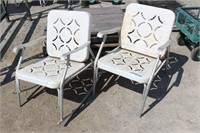 Pair of White Metel Outdoor Chairs