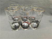 Railroad Glasses 5.5" T, 2.75" W. Six glasses,