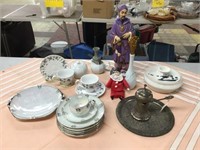 Box Lot of Assorted China Plates, Figurines, Etc