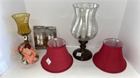 (2) lamp shades, candle tea lights, candle