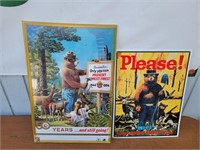 (2) Vintage Smokey The Bear Metal Signs