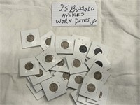 (25) Buffalo Nickels w/ Worn Dates