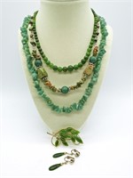 Green Gemstone Jewelry Lot