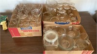 3 Boxes Of Clear Glass Pitcher Wine Mugs Canister