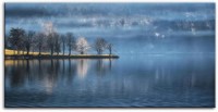 24x48 Watery Blue Lake & Forest Wall Art Decor