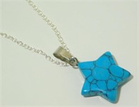 Blue Howlite Star Pendant with 20" Necklace
