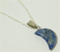 Sodalite Crescent Moon Pendant with 20" Necklace