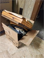 Box of picture frames and parts of frames