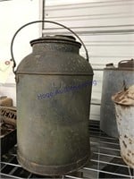 CAN W/ HANDLE, LID, RUSTED W/ HOLES, APPROX 18"T