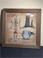 Navajo Yei Style Sand Painting, Signed Back