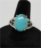 Sterling Silver Turquoise & Garnet Ring -