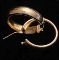14K yellow gold 1 inch  hoop earrings