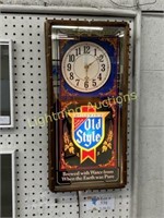 HEILEMANS OLD STYLE BAR LIGHT WALL CLOCK MIRROR