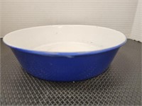 Vintage Blue white enamelware round pan