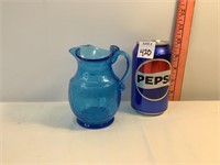 Crackle Glass Blue Pitcher