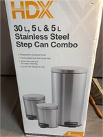 HDX 3 pc stainless trash can set