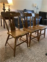 (3) Bootjack Paint Decorated Chairs