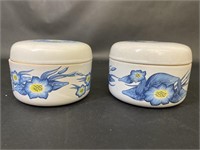 2 Max Factor Aquarius Ceramic Powder Lidded Dish