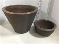 (2) Stoneware Planters