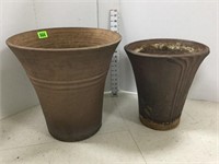 (2) Stoneware Planters