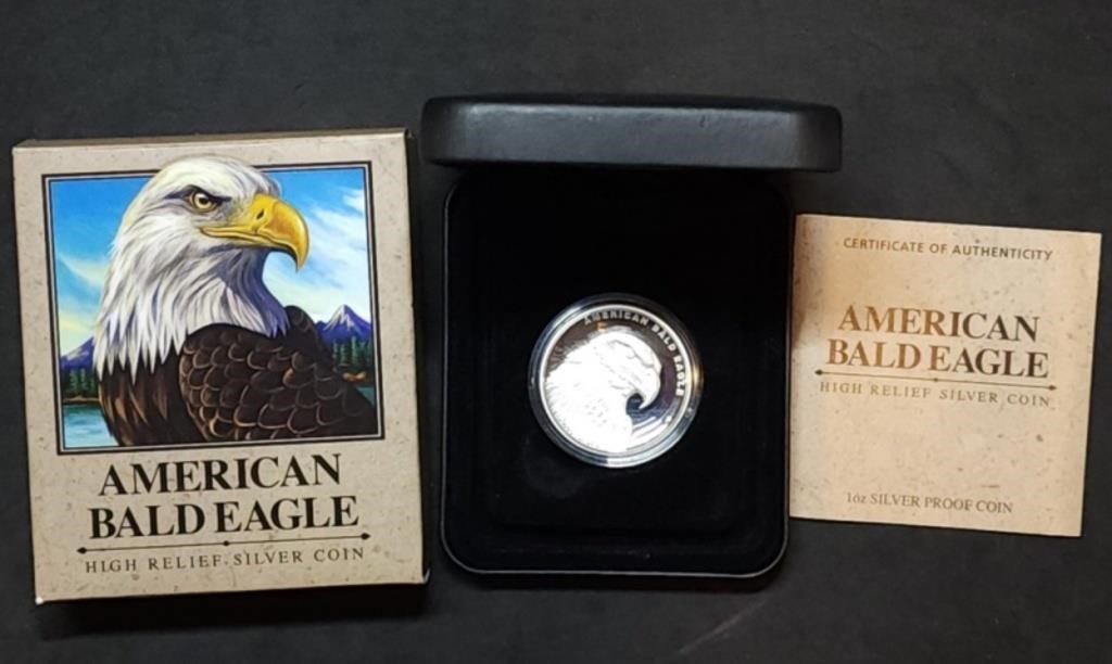2014 Tuvalu 1oz Silver High Relief Bald Eagle Coin