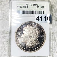 1885-CC Morgan Silver Dollar ANACS - MS 64 DMPL
