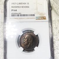 1927 G. Britain Silver Shilling NGC - PF64 MOD REV