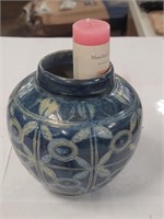Flow Blue Vase W/Scented Candle