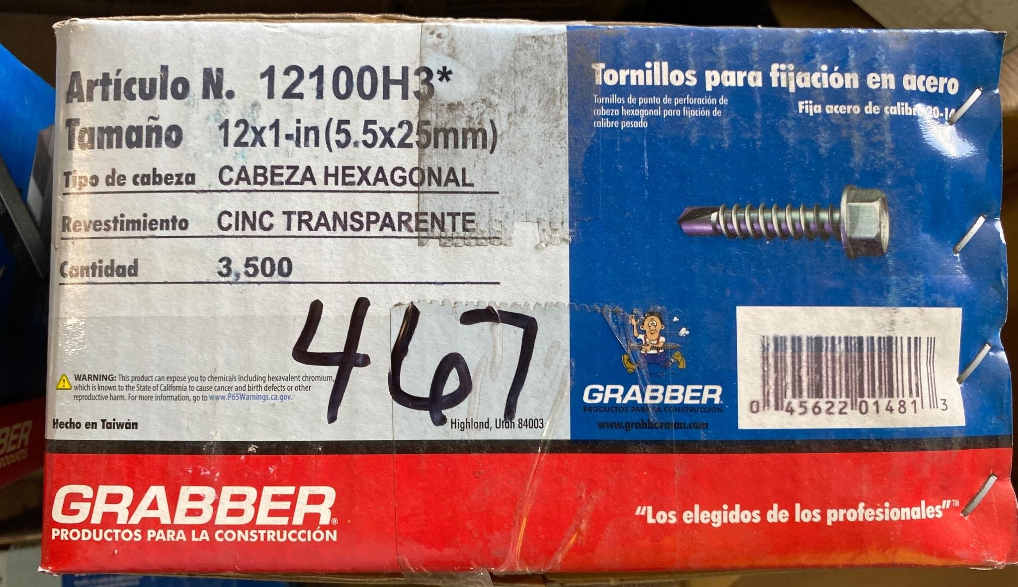 Grabber 12x1" Hex Head, 3500ct