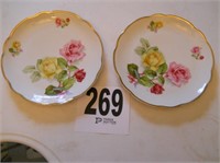 (2) Antique Roses Plates with Gold Trim