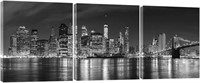 Pyradecor New York City Skyline Night Modern 3 Pan