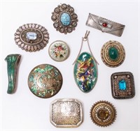 Israeli Sterling Silver Brooches & Others, 11 Pcs