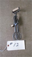 VINTAGE EGG BEATER WITH WOODEN HANDLE